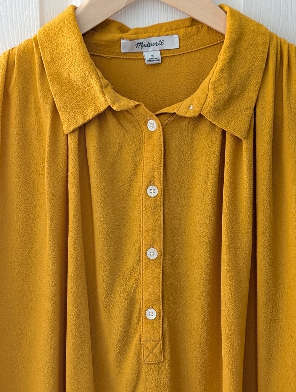 Madewell Mustard Yellow 100% Viscose Button-Front Blouse